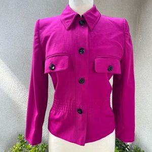 Vintage 80s fuchsia pink wool blazer jacket by Valentino Miss V Sz 38 4